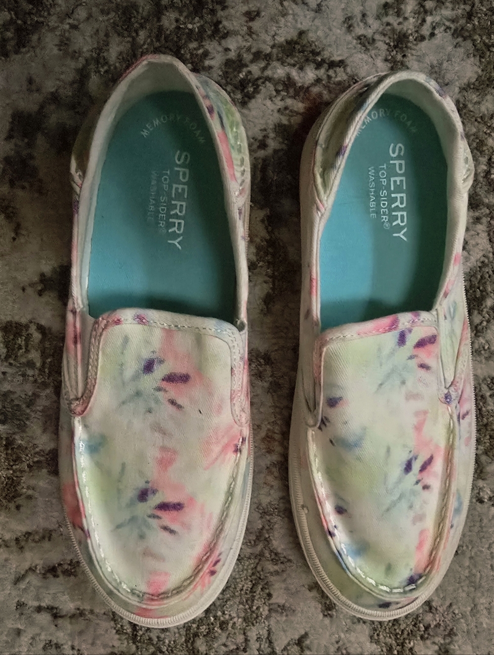 Sperry Big Kids Pastel Tie-Dye Slip-On Sneakers Pink, Blue,Purple, Green Sz 4M